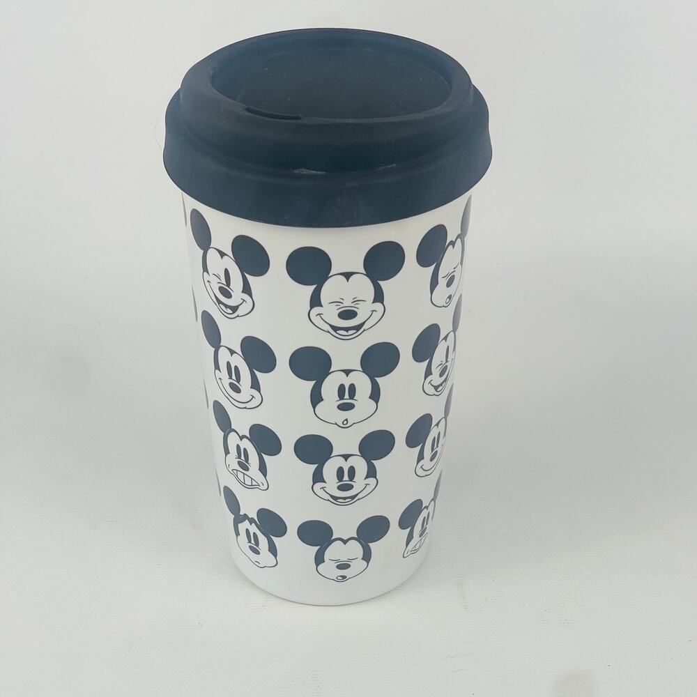 Disney Store Faces of Mickey Tall Ceramic Mug 12 oz with Lid